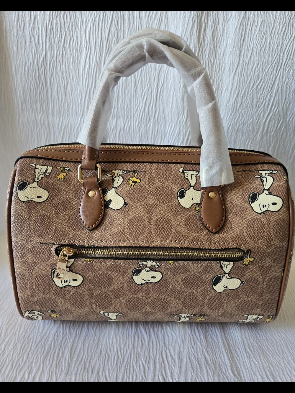 Coach  Rowan Satchel Tote Bag Signature Canvas Snoopy